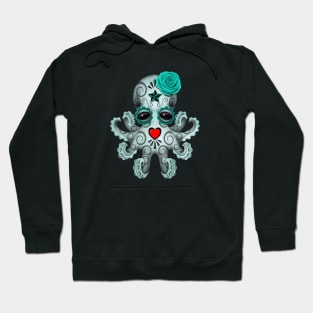 Blue Day of the Dead Sugar Skull Baby Octopus Hoodie